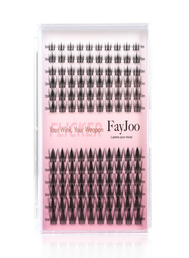 FayJoo Spiky Fairy Lash Clusters with Ultra-Thin 0.05mm Invisible Band, 8-18mm Manga and Wet-Look Lashes, WideSpan DIY Eyelash Extensions, C Curl, 120 Clusters, Beginner Friendly, FayJoo FLICKER 11 Lash Only - Image 1